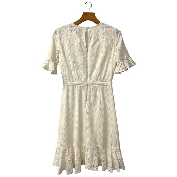 Banana Republic Eyelet Fit & Flare Dress Cream Size 4 Tall - Picture 4 of 14